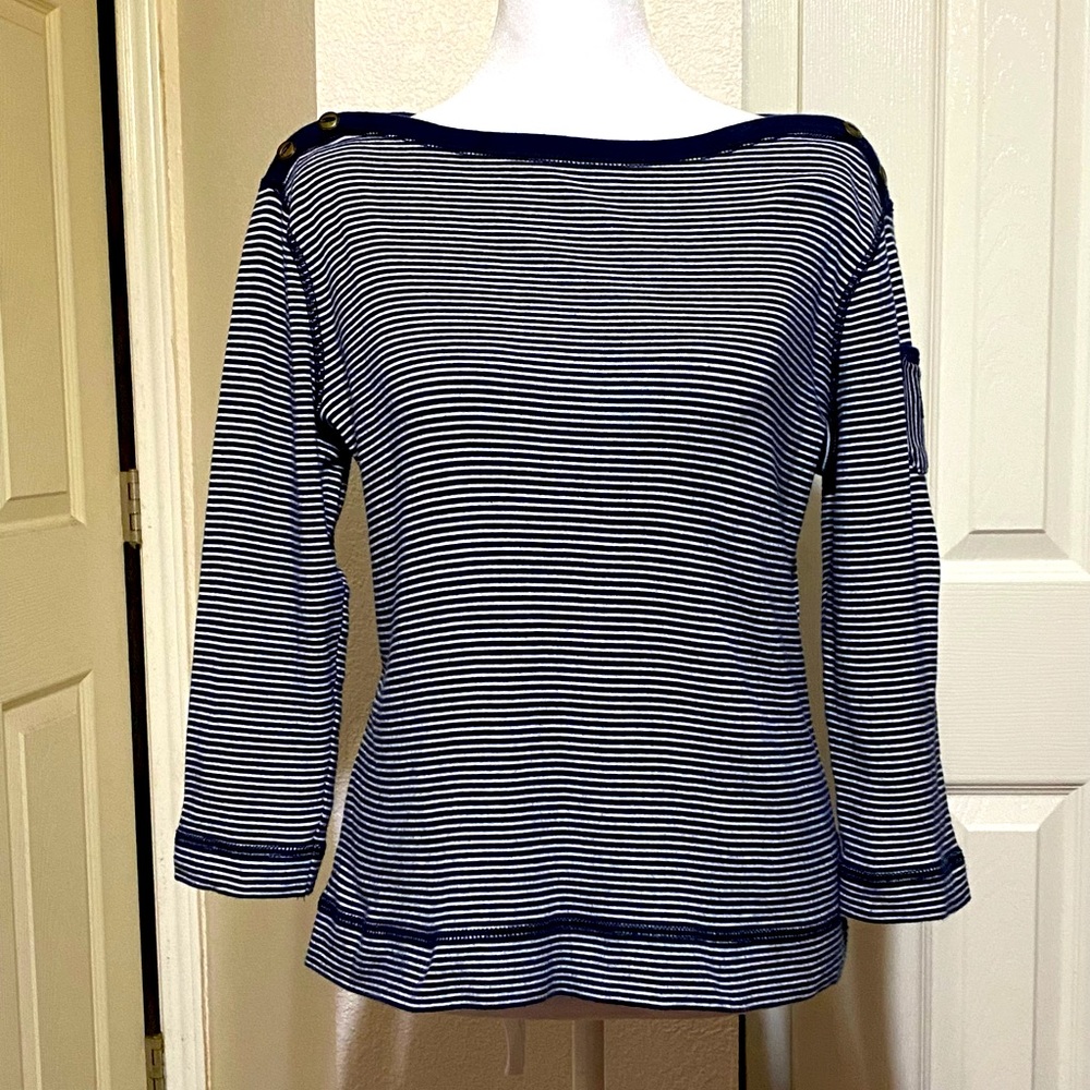 Ralph Lauren Jeans blue striped top size medium